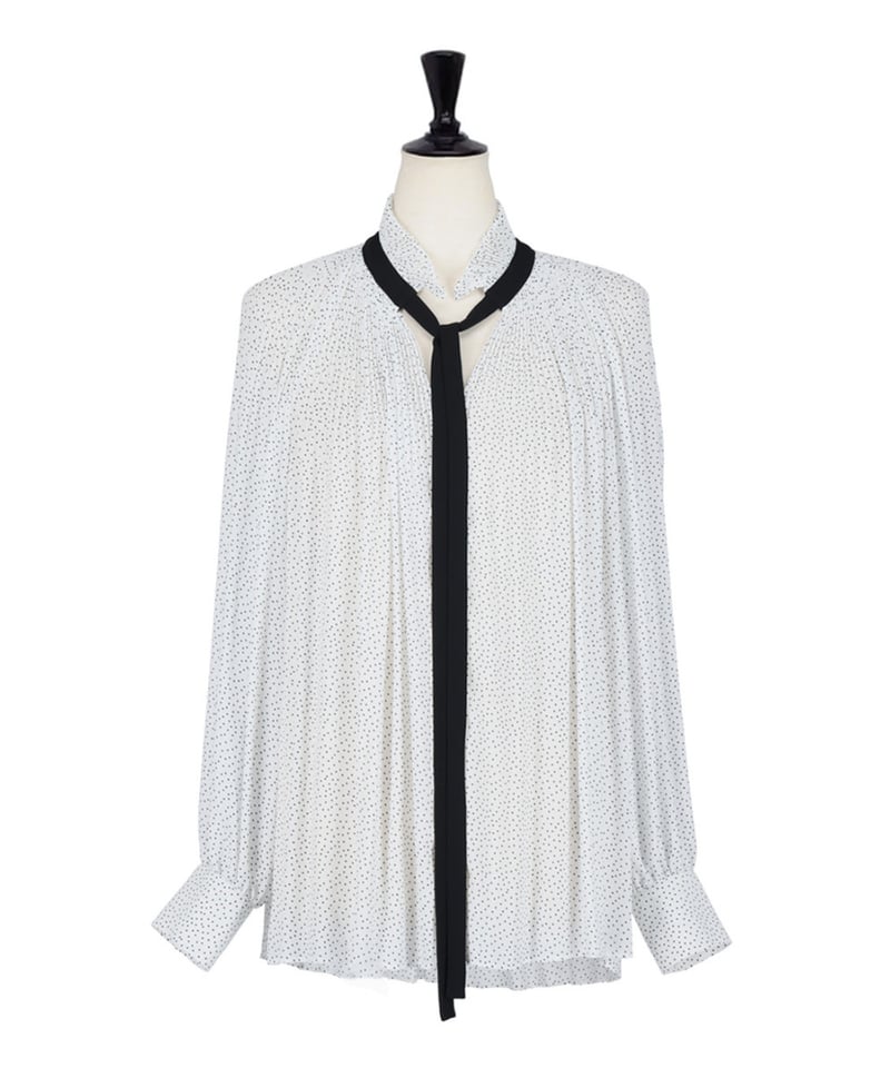 Pleated Frill Blouse Compact Tiny Dots | L'UNE Pleated Frill Blouse Compact Tiny Dots | L'UNE