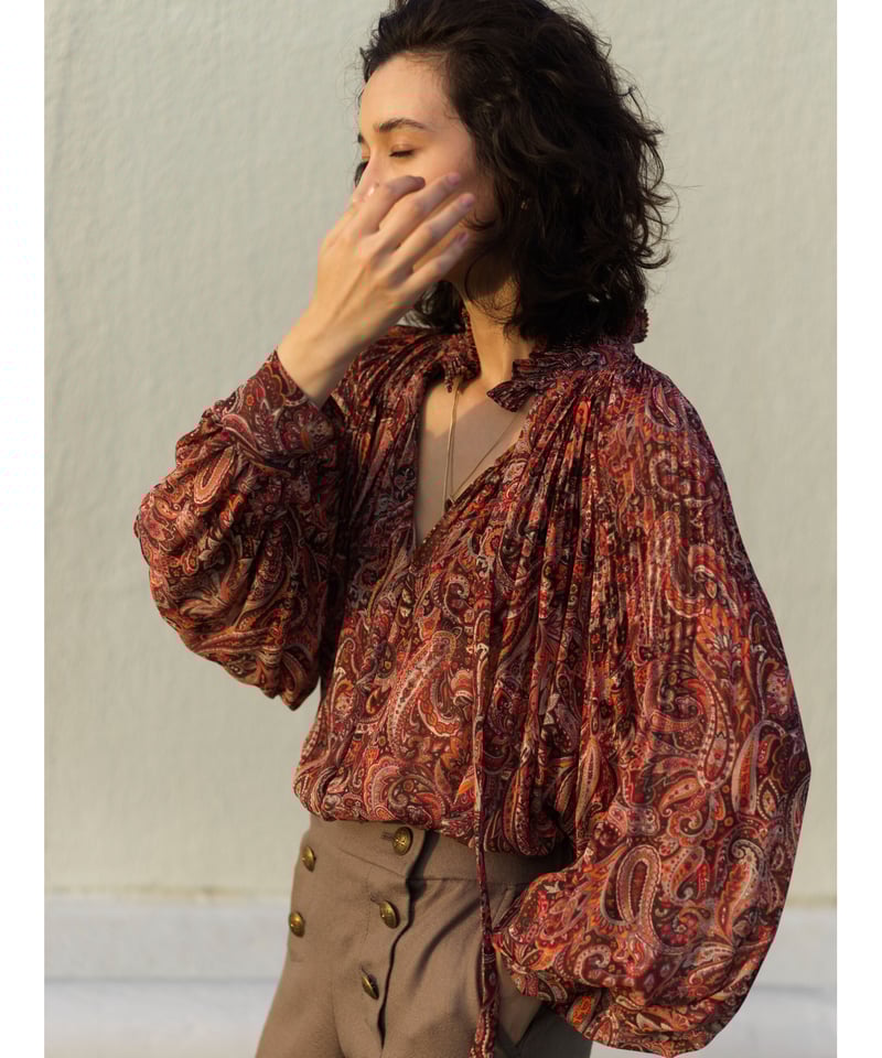 Pleated Frill Blouse Paisley | L'UNE