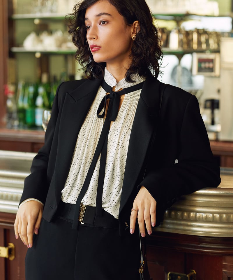 Pleated Frill Blouse Compact Tiny Dots | L'UNE Pleated Frill Blouse Compact Tiny Dots | L'UNE