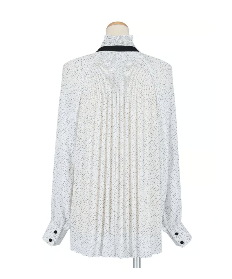 Pleated Frill Blouse Compact Tiny Dots | L'UNE