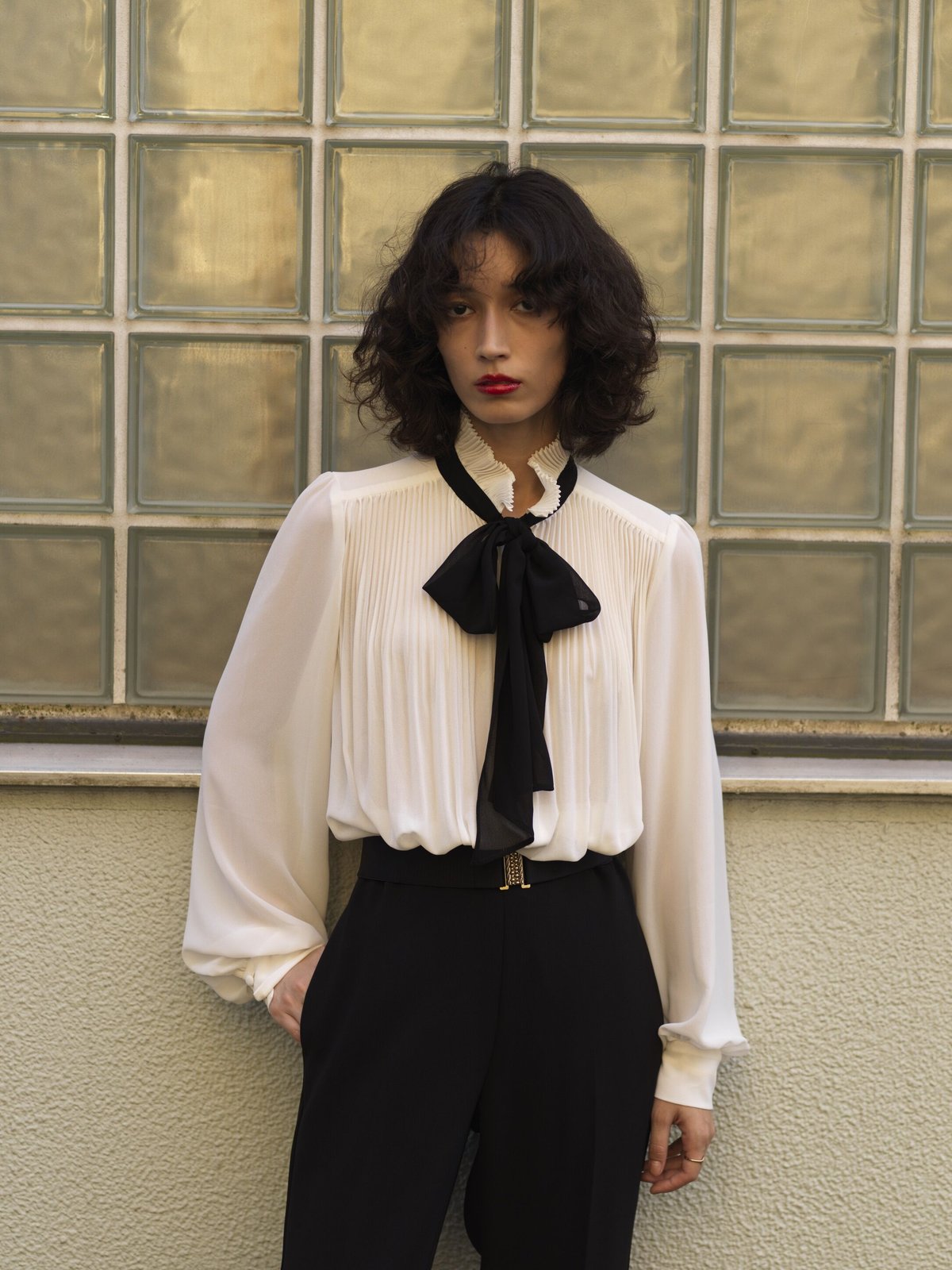 イデアルーチェ　ボンボンブラウス　パフスリーブ　ドットbonbon blouse イデアルーチェボンボンブラウスパフスリーブドットbonbon blouse