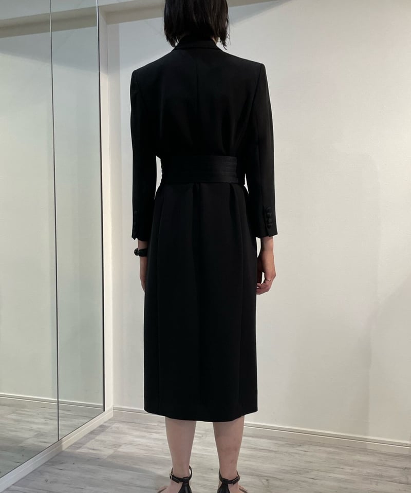 1179 CADUNE カデュネ ダブル　ロングジレ　襟付き　黒　38 soutien collar coat-black – digne.online