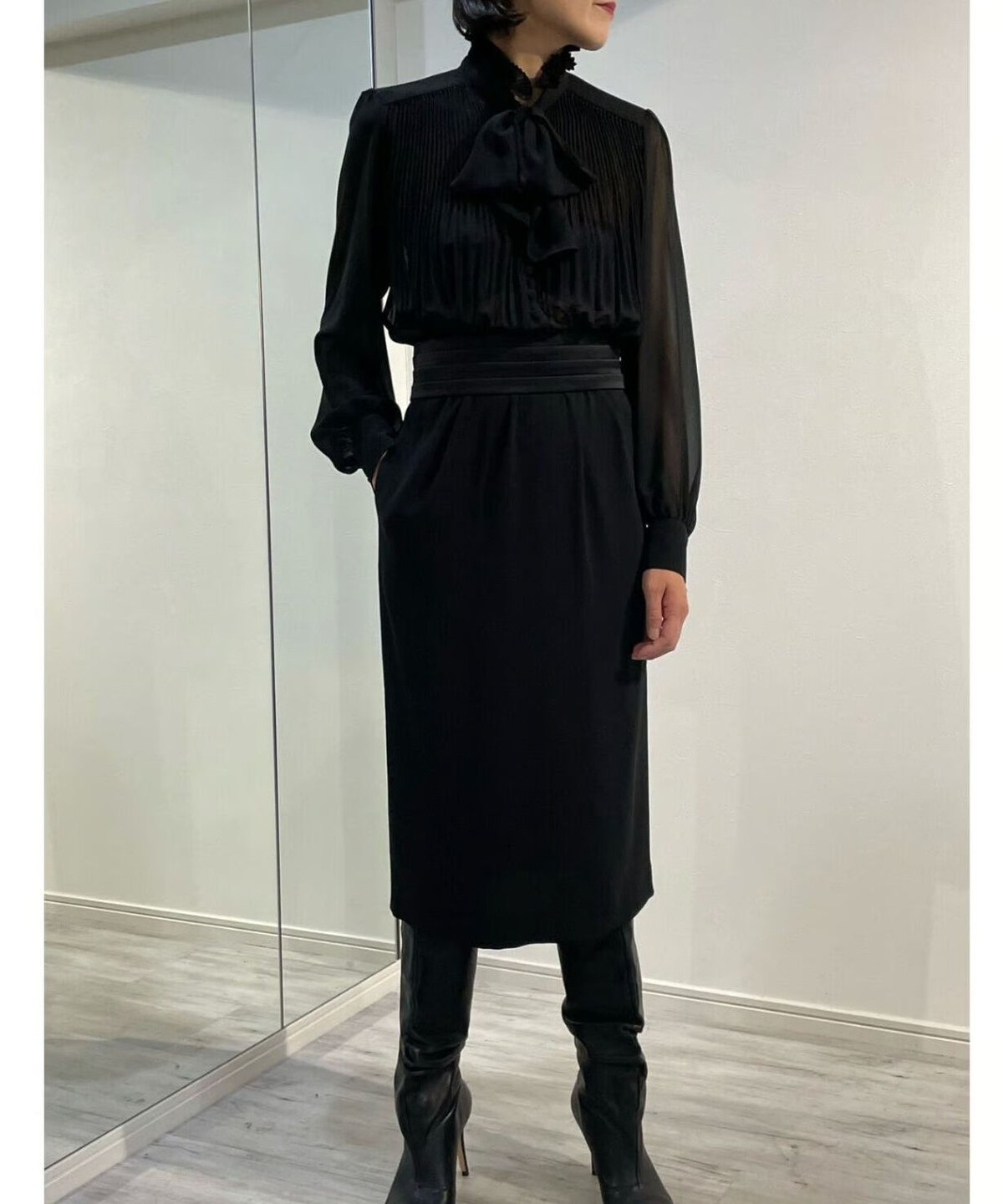 L'Or Youryu Pleats Dress/Black