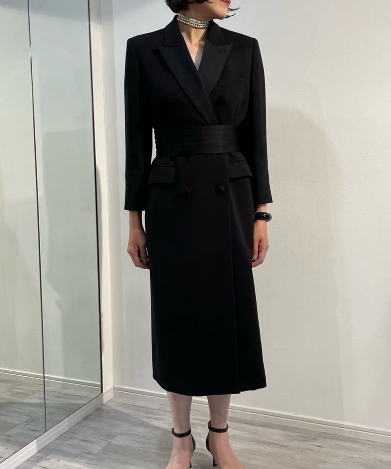 1179 CADUNE カデュネ ダブル　ロングジレ　襟付き　黒　38 soutien collar coat-black – digne.online