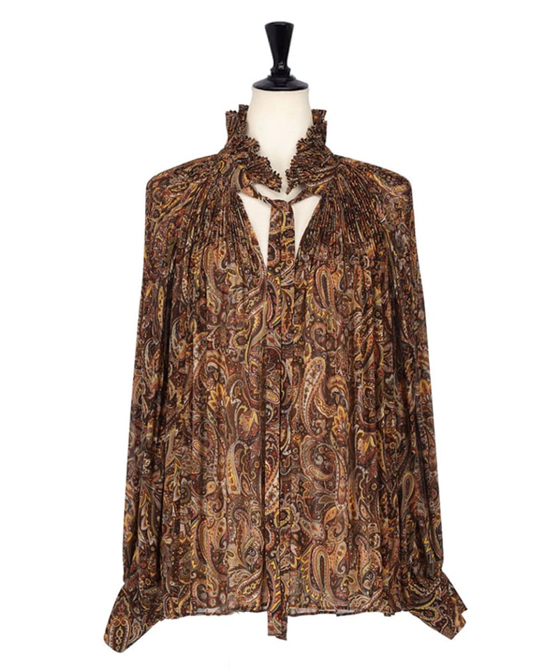Pleated Frill Blouse Paisley | L'UNE
