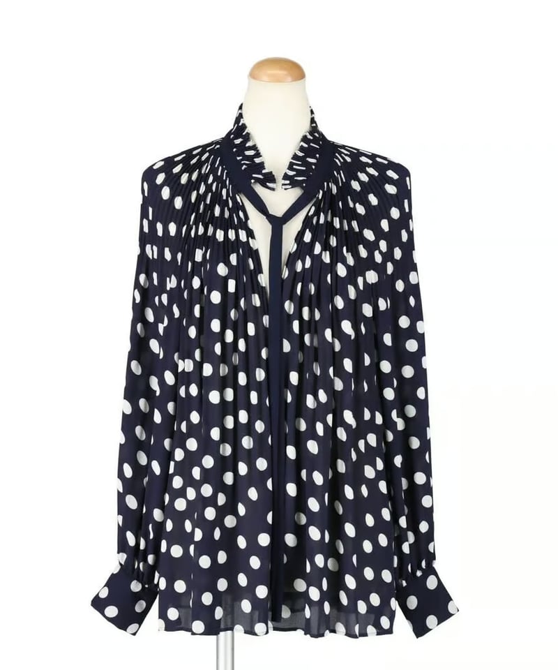 Pleated Frill Blouse Compact Big Dots | L'UNE