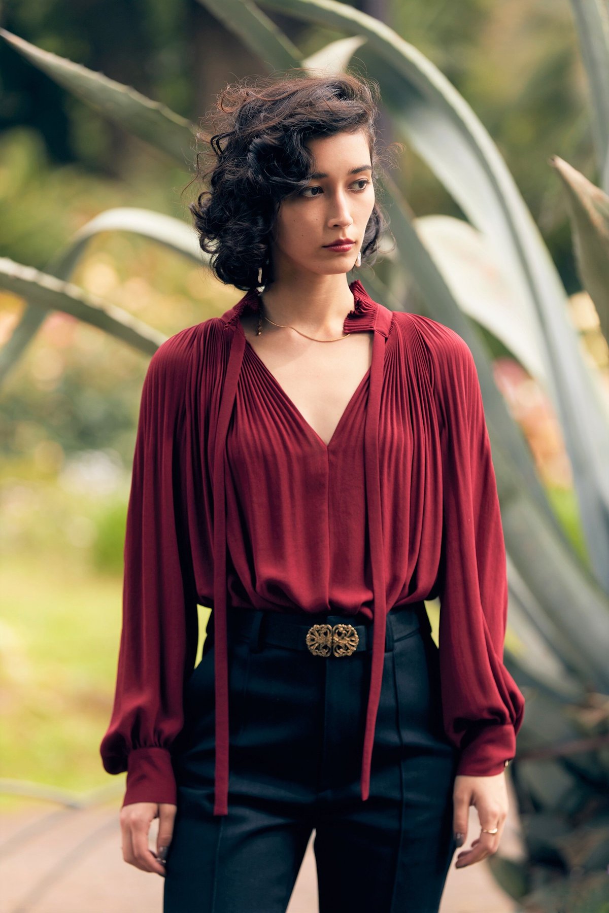 【L’UNE 】プリーツ ブラウス Pleated Frill Blouse L'UNE リュンヌ Frill Blouse プリーツブラウス 【公式通販】