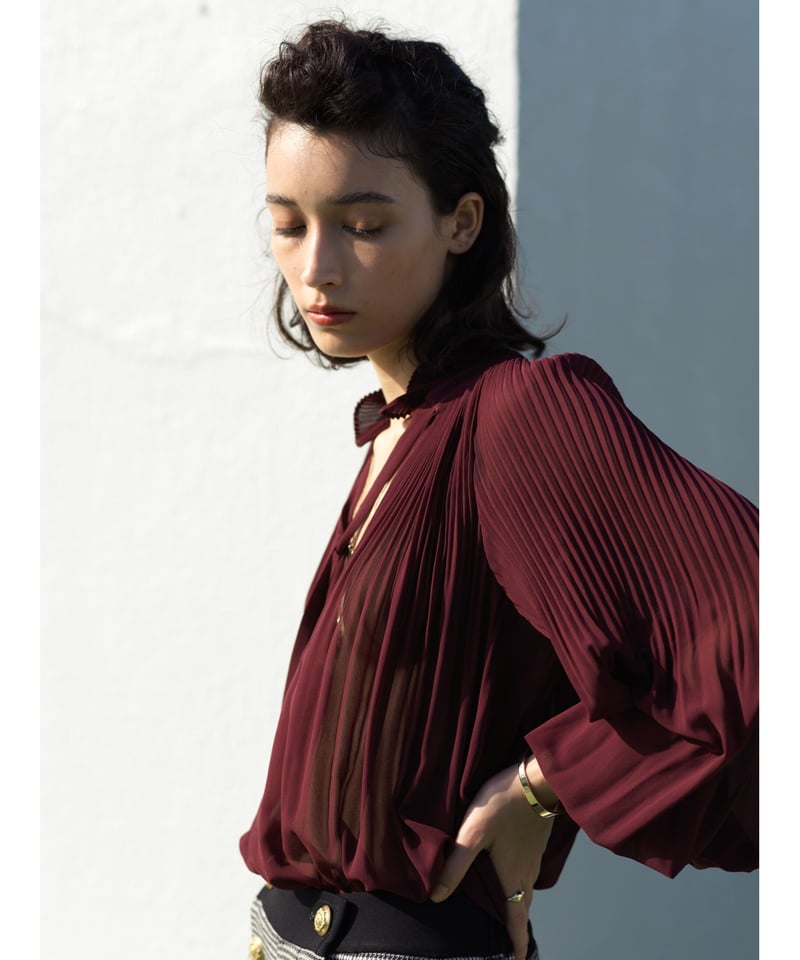RESTOCK] Pleated Frill Blouse | L