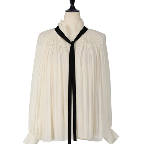 [RESTOCK] Pleated Frill Blouse With Black Ribbon