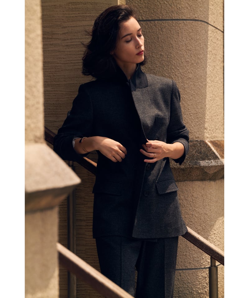 String Peaked Lapel Short Jacket セットアップ