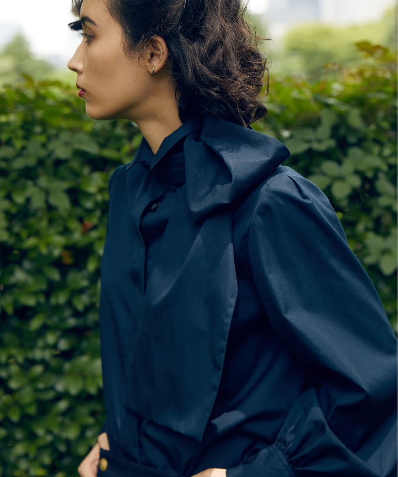 Cotton Gathered Shirts with bow | L'UNE