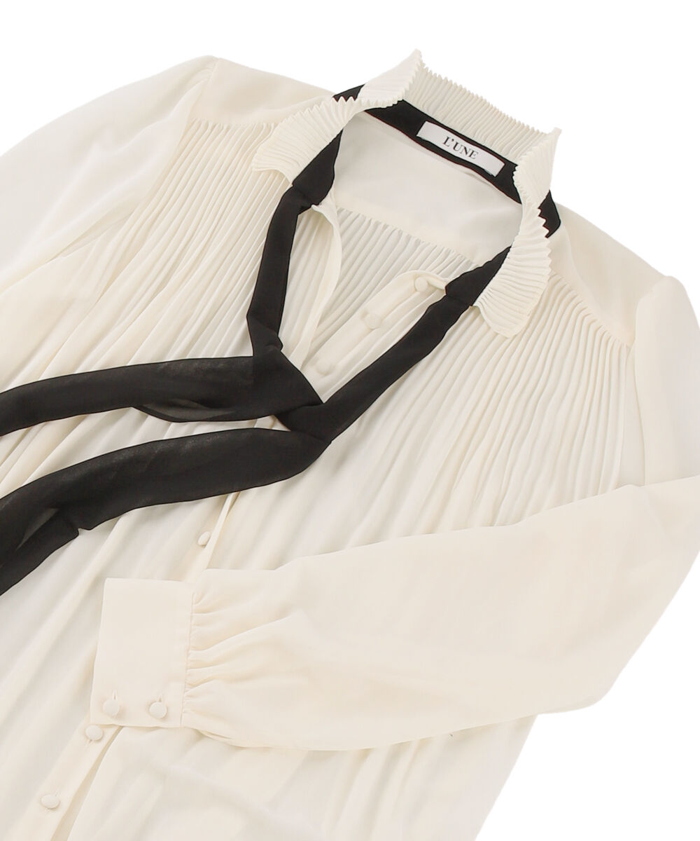 (美品❗)bow.a ボウエー RIBBONBLOUSE ブラウス Pleated Blouse with Bow | L'UNE