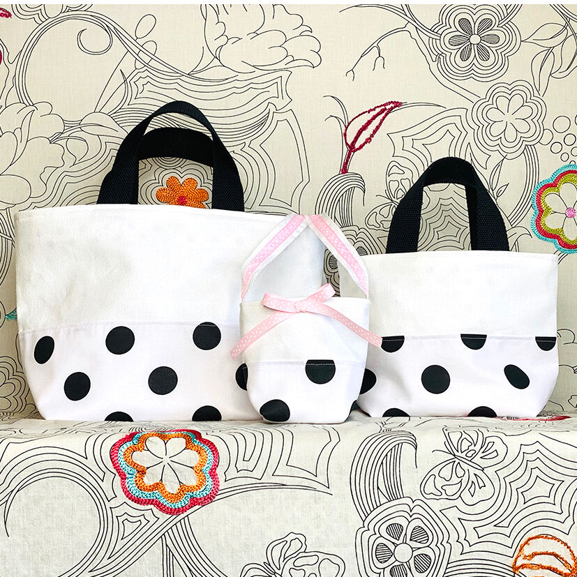 ATELIER TaTa トートバッグ3点セット（L・M・S）White/ Black | S