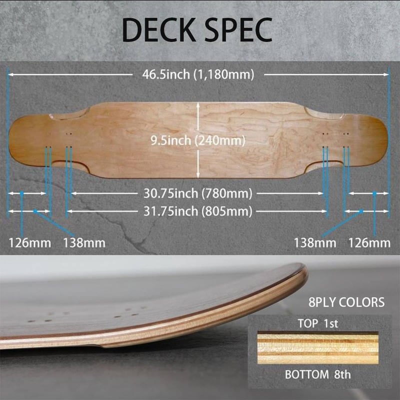 コンプリート/BLACKデッキテープ 】ロングスケートボード 46inch Paris