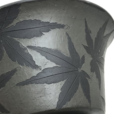 都築青峰 Seiho Tsuzuki 黒 紅葉 蓋碗 皿付　ST0558