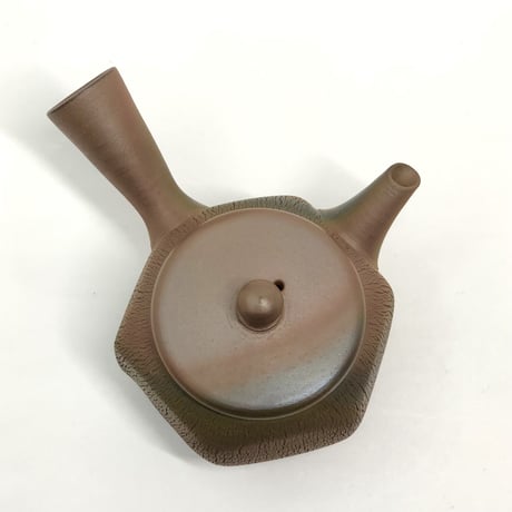 甚秋  伊藤成二  Jinshu  Seiji Ito  窯変 六角 嵐絞り紋 急須 　ST0310