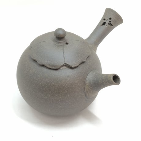 都築青峰 Seiho Tsuzuki 焼き締め 印花 柿型印籠蓋 急須　ST0341