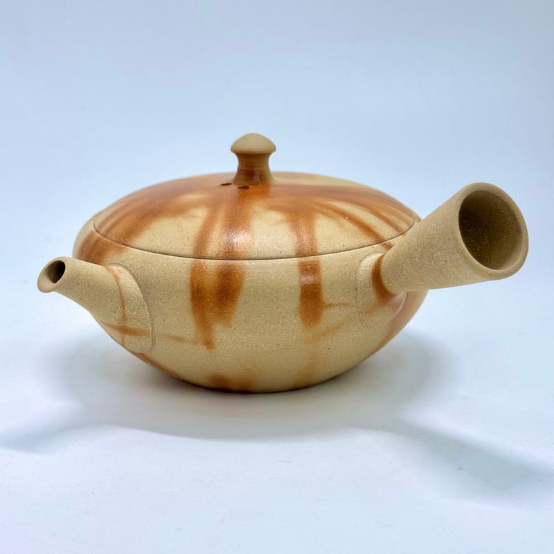 水野陽景 Yokei Mizuno 白泥焼締 火襷 平丸茶注 ST0872 | TOKONA