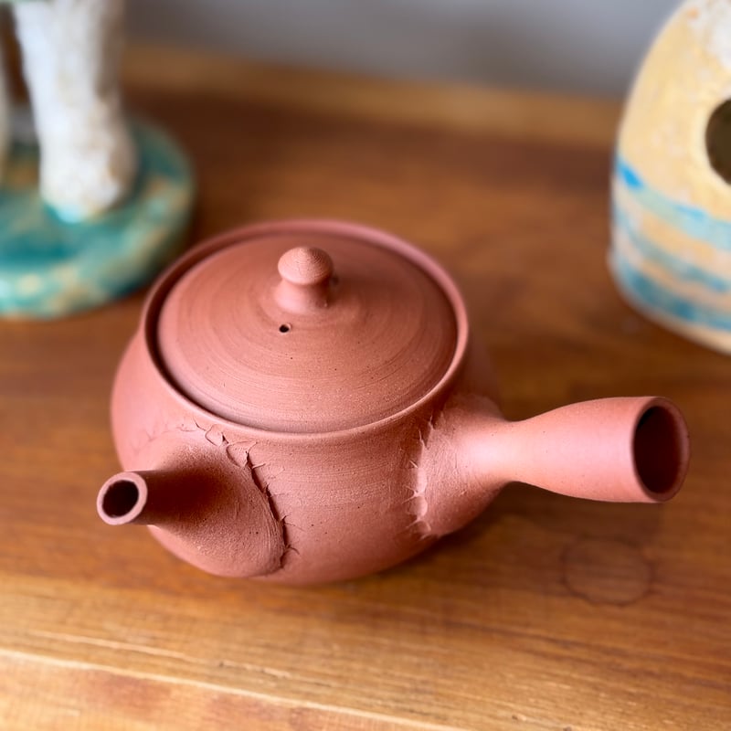 在銘 朱泥 急須 横幅約9㎝ 東Y5-1206②トヒチ 在銘 朱