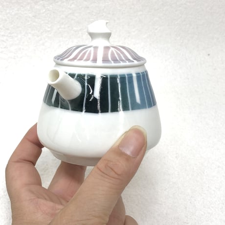 一ツ松綾乃 Ayano Hitotsumatsu  染め 十草模様 印籠蓋  後手急須　ST0496