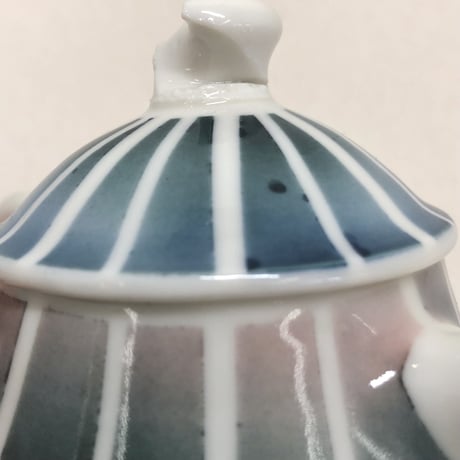 一ツ松綾乃 Ayano Hitotsumatsu  染め 十草模様 印籠蓋  後手急須　ST0448