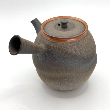 水野陽景 Yokei Mizuno  窯変焼締 南蛮朱帯 筋引 茶注(長丸) 　ST1195