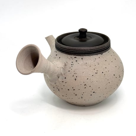 村越風月 Fugetsu Murakoshi 梨皮白泥 練込茶注 木箱入　ST1154