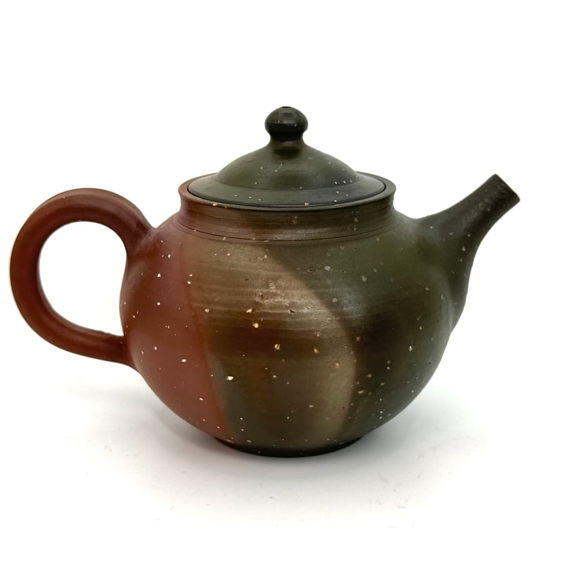 北條 Hokujo 朱泥梨皮窯変印籠蓋茶注（嵌め蓋）木箱入 ST0706