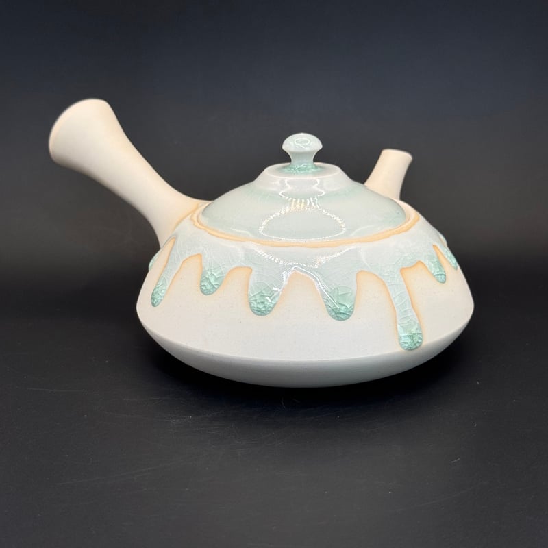 藤田德太 Tokuta Fujita 灰青磁 平三角急須 ST0885 | TOKONAME