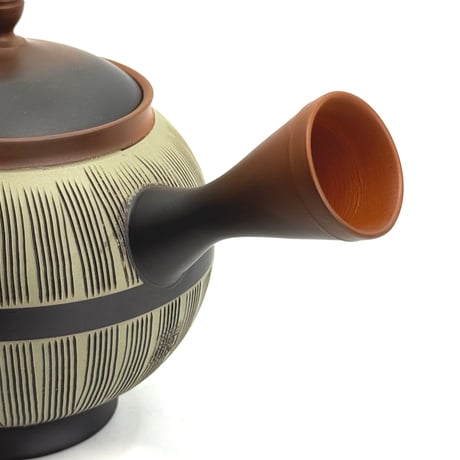 鯉江廣 Hiroshi Koie  窯変 緑櫛目(高台丸型）茶注 木箱入　ST0989