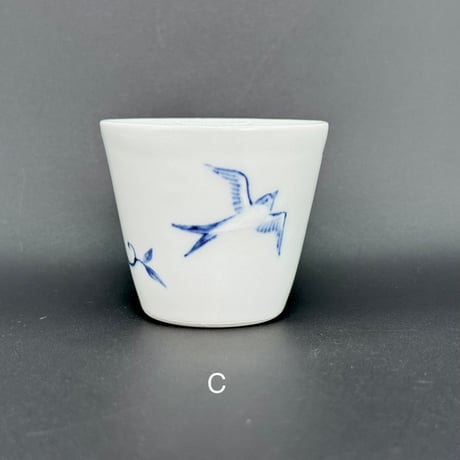 前川妙子 Taeko Maekawa 染付 藤燕 茶杯　ST0743