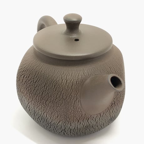 甚秋  伊藤成二  Jinshu  Seiji Ito  茶 六角 嵐絞り紋 後手急須 　ST0293