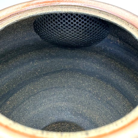 水野陽景 Yokei Mizuno  窯変焼締南蛮朱帯茶注（カメ型） ST0754