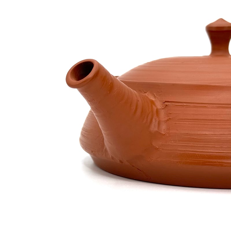 吉川雪堂 Setsudo Yoshikawa 朱泥 筋挽き平急須 ST0854 | TOKON