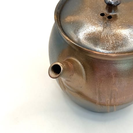 水野陽景 Yokei Mizuno  炭化窯変 火襷 柿型小茶注 　ST1183