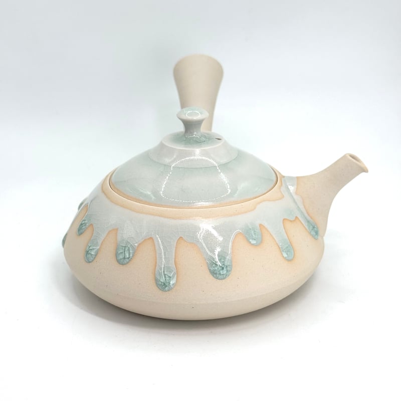 藤田德太 Tokuta Fujita 灰青磁 平三角 急須 ST0975 | TOKONAME