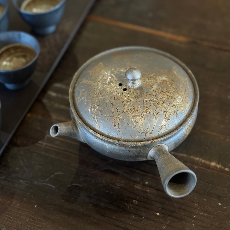 水野陽景 Yokei Mizuno 焼締藻掛け 平袋 小急須 ST0997 | TOKONAM