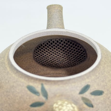 都築青峰 Seiho Tsuzuki 焼締 藤 後手急須　ST0878