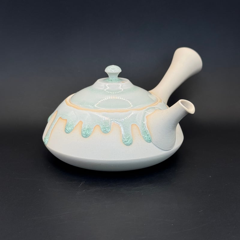 藤田德太 Tokuta Fujita 灰青磁 平三角急須 ST0885 | TOKONAME