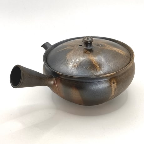 水野陽景 Yokei Mizuno  炭化窯変 火襷 平袋 小茶注 　ST1191