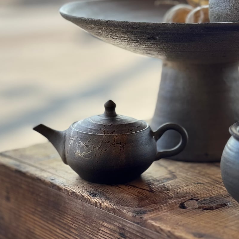 谷川仁 Hitoshi Tanikawa 炭化藻掛 後手急須 ST1031 | TOKONAM