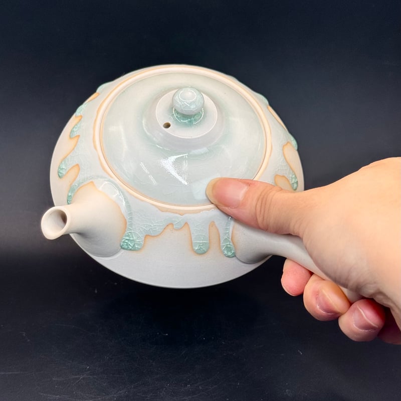 藤田德太 Tokuta Fujita 灰青磁 平三角急須 ST0885 | TOKONAME