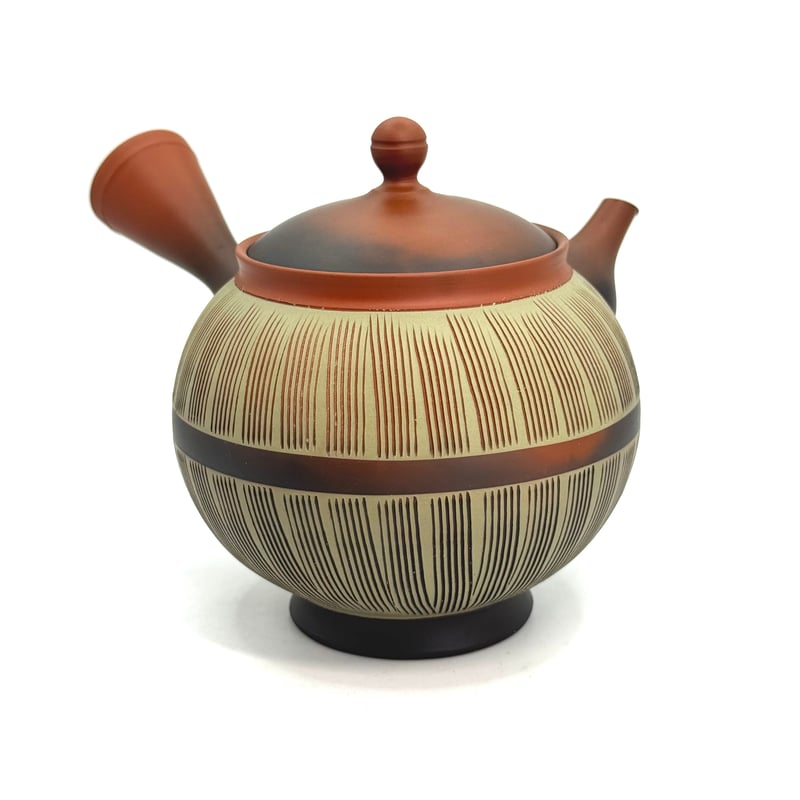 鯉江廣 Hiroshi Koie 窯変 緑櫛目(高台丸型）茶注 木箱入 ST0989 | T