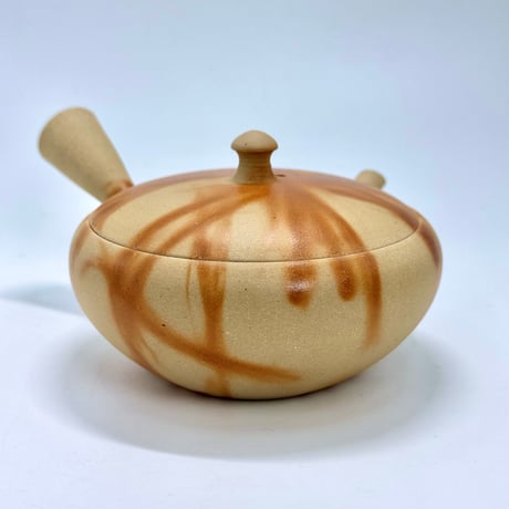 水野陽景 Yokei Mizuno  白泥焼締 火襷 平丸茶注　ST0872