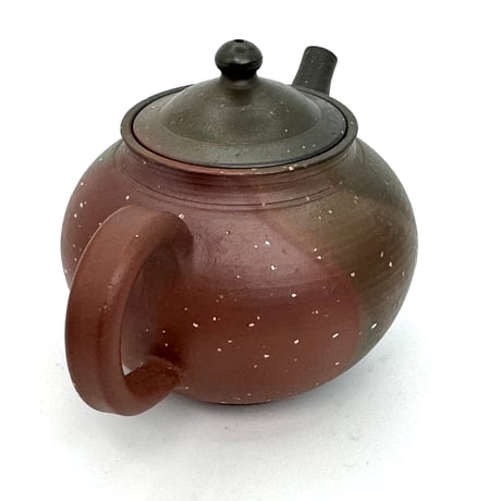 北條 Hokujo 朱泥梨皮窯変印籠蓋茶注（嵌め蓋）木箱入　ST0706