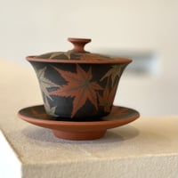 都築青峰 Seiho Tsuzuki 紅葉 蓋碗 皿付　ST0655