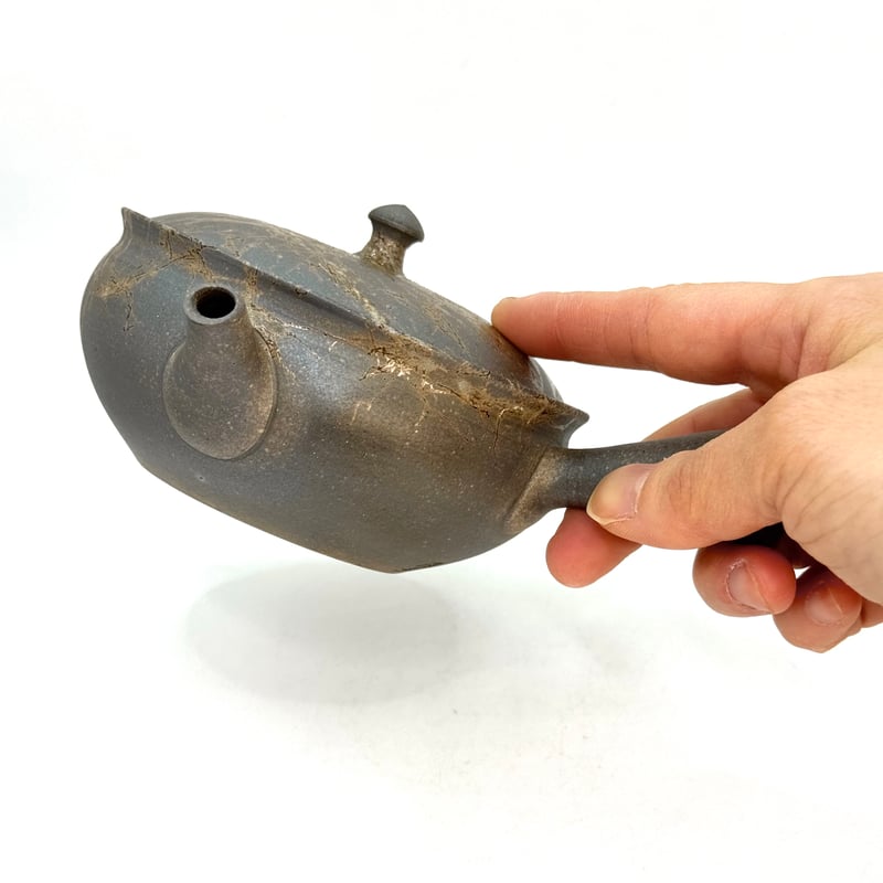 水野陽景 Yokei Mizuno 焼締藻掛け 平袋 小急須 ST0997 | TOKONAM