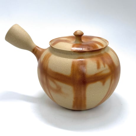 水野陽景 Yokei Mizuno  白泥焼締 火襷 カメ茶注　ST0896