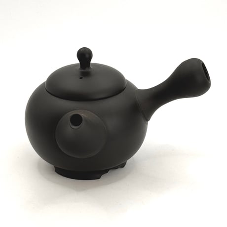 吉川雪月 Setsugetsu Yoshikawa 黒 印籠蓋 切高台 茶注　ST1168