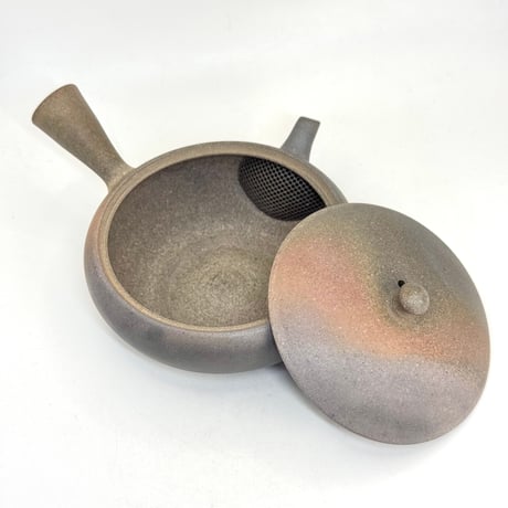 水野陽景 Yokei Mizuno  炭化 窯変焼締 平丸小急須 　ST1078